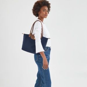 Longchamp Navy and Brown Tote Bag
